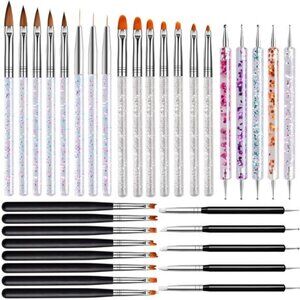 33pcs Acrylic Nail Brush Set UV Gel Nail Art Brushes Nail Art Builder Brush